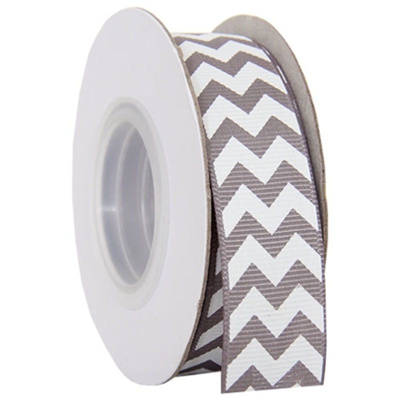 Grosgrain Chevron Ribbon 7/8″ – 10 Yards – Grey