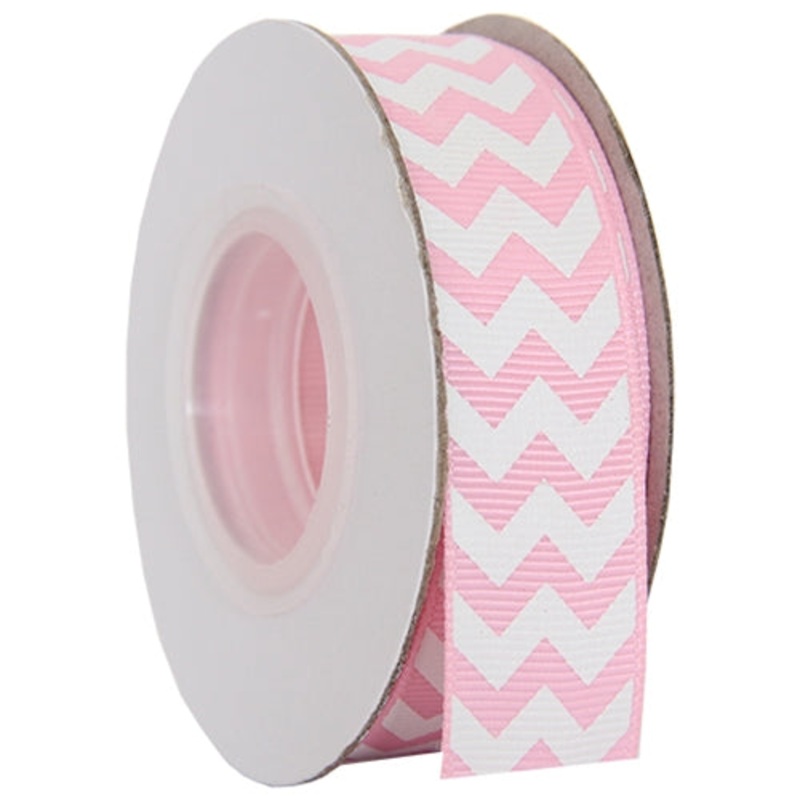 Grosgrain Chevron Ribbon 7/8″ – 10 Yards – Pink