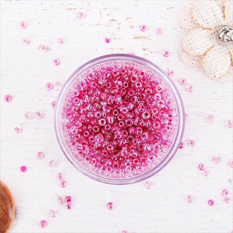 Pink Glass Seed Beads, Size 12, Round