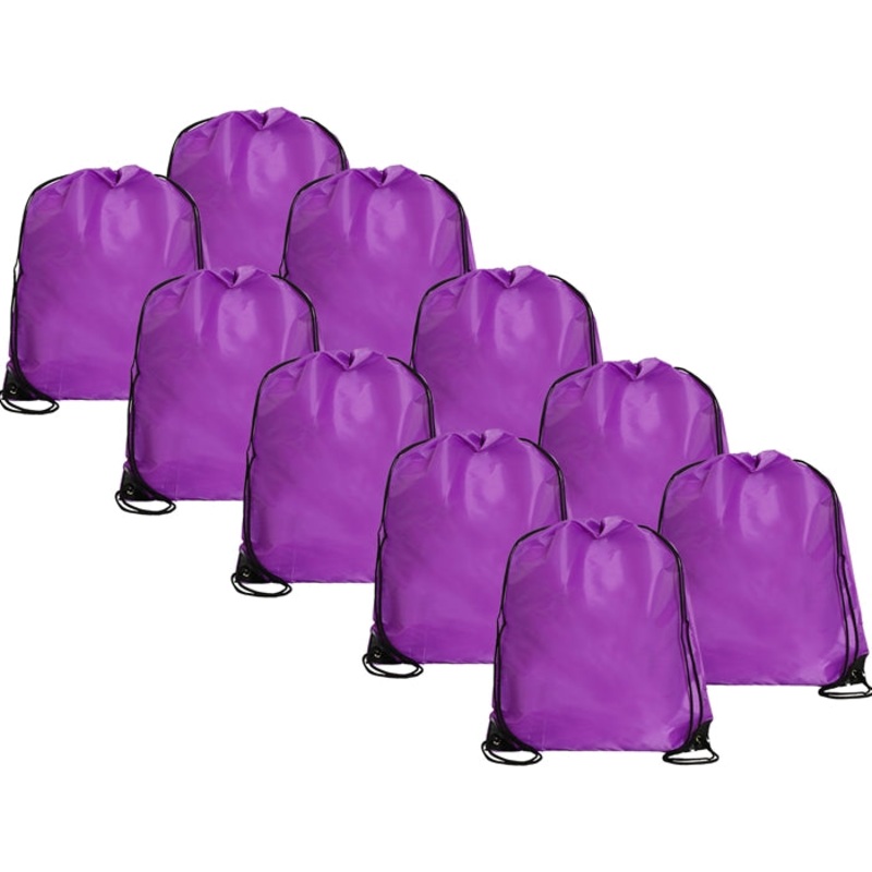 10 Drawstring Tote Bags – Purple