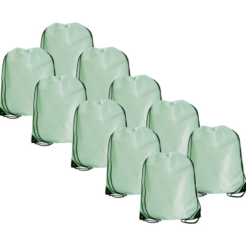 10 Drawstring Tote Bags – Seafoam