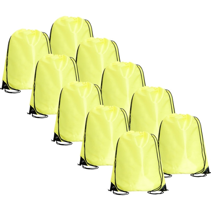 10 Drawstring Tote Bags – Yellow
