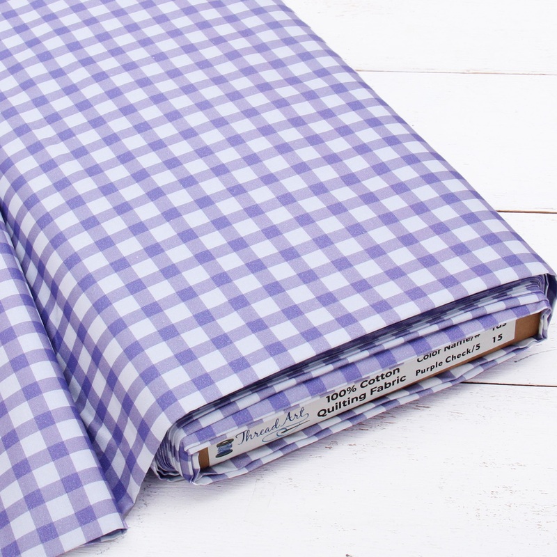 Premium Cotton Quilting Fabric Sold By The Yard – Patterned Check Purple 5