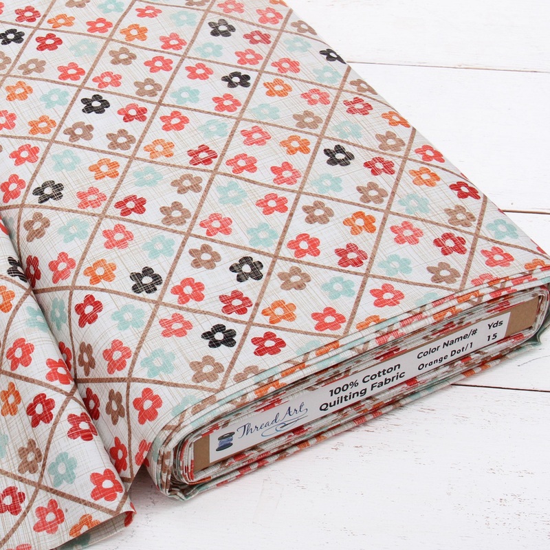 Premium Cotton Quilting Fabric Sold By The Yard – Patterned Dot Orange 1