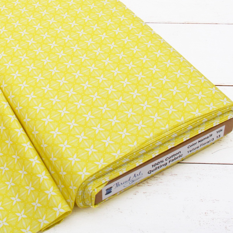 Premium Cotton Quilting Fabric Sold By The Yard – Patterned Floral Yellow 3