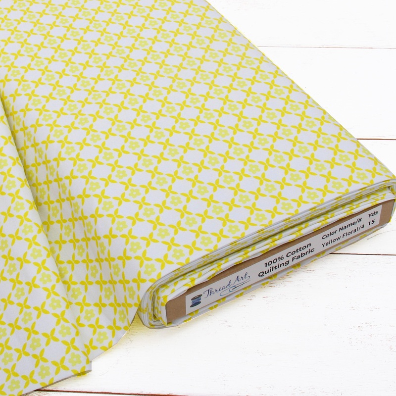 Premium Cotton Quilting Fabric Sold By The Yard – Patterned Floral Yellow 4