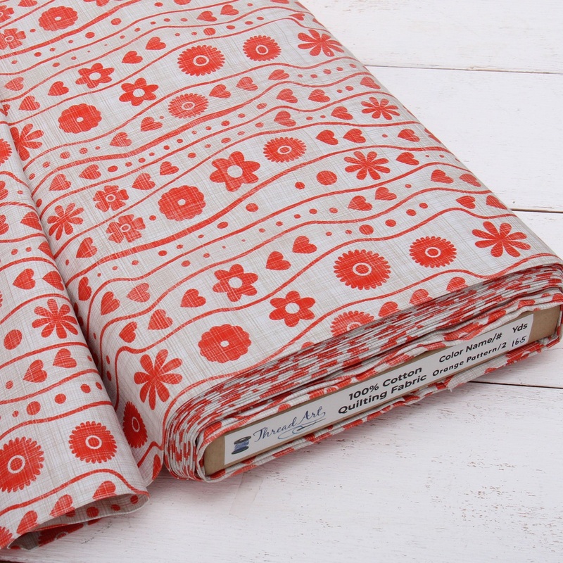 Premium Cotton Quilting Fabric Sold By The Yard – Patterned Orange 2