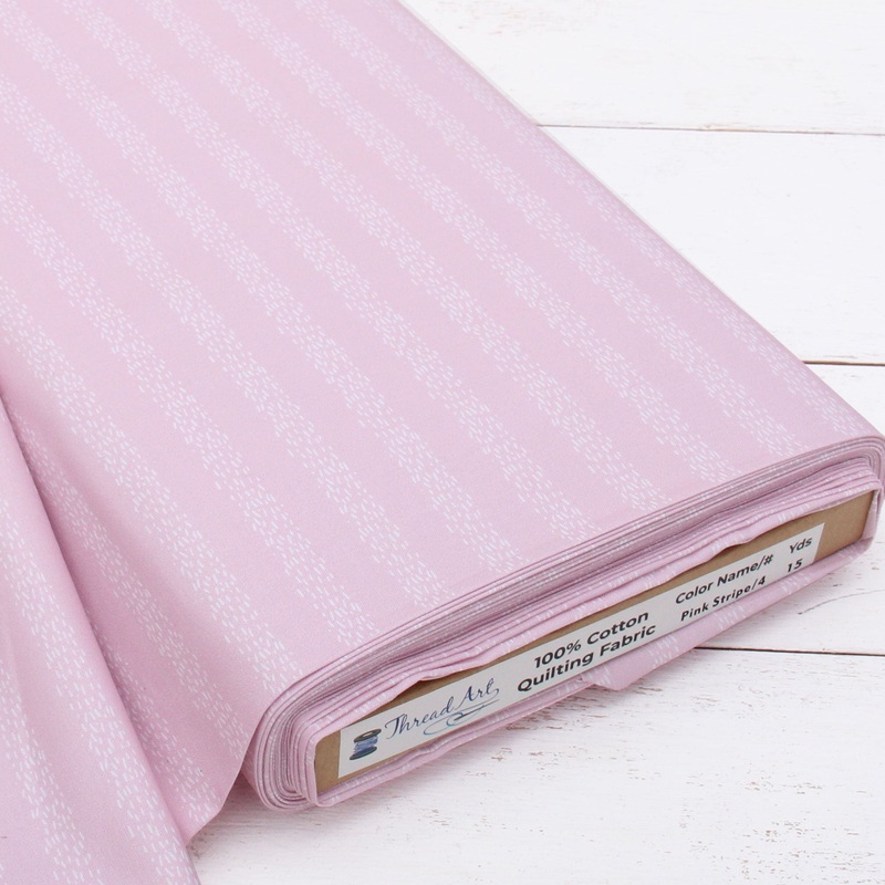Premium Cotton Quilting Fabric Sold By The Yard – Patterned Stripe Pink 4