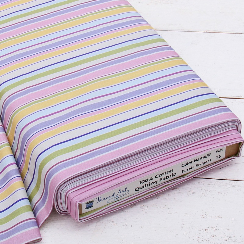 Premium Cotton Quilting Fabric Sold By The Yard – Patterned Striped Purple 1