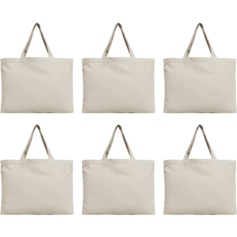 Six Pack of Canvas Totes – Natural – 100% Cotton – 12×16