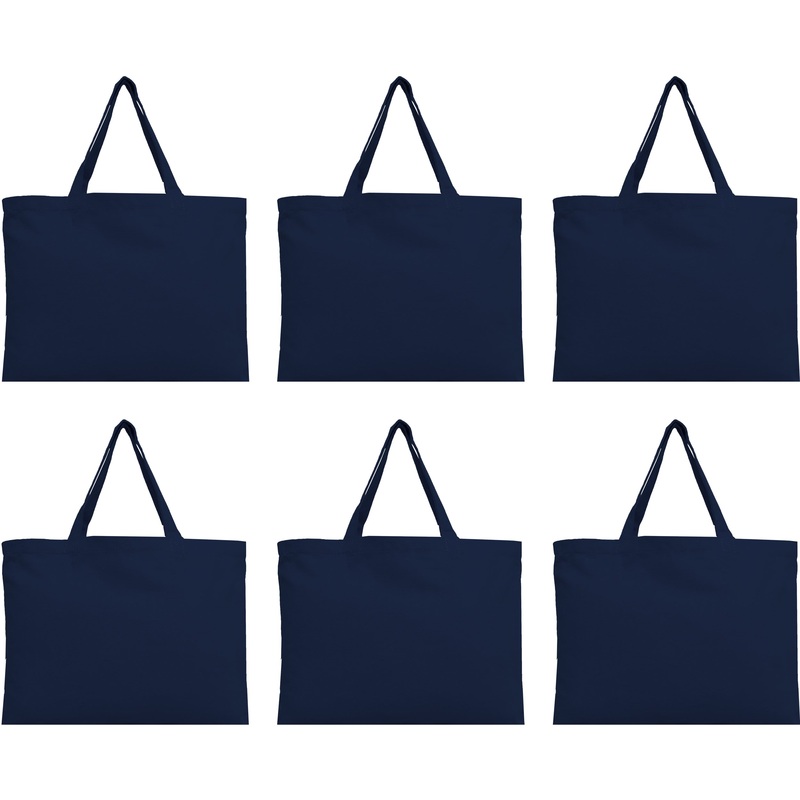 Six Pack of Canvas Totes – Navy – 100% Cotton – 12×16