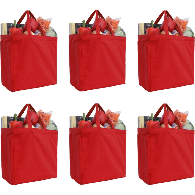 Six Pack of Canvas Totes – Red – 100% Cotton – 14x14x7.5