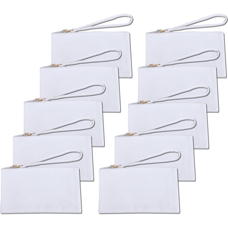 Ten Pack of Cotton Canvas Small Wristlet Bags – Ivory