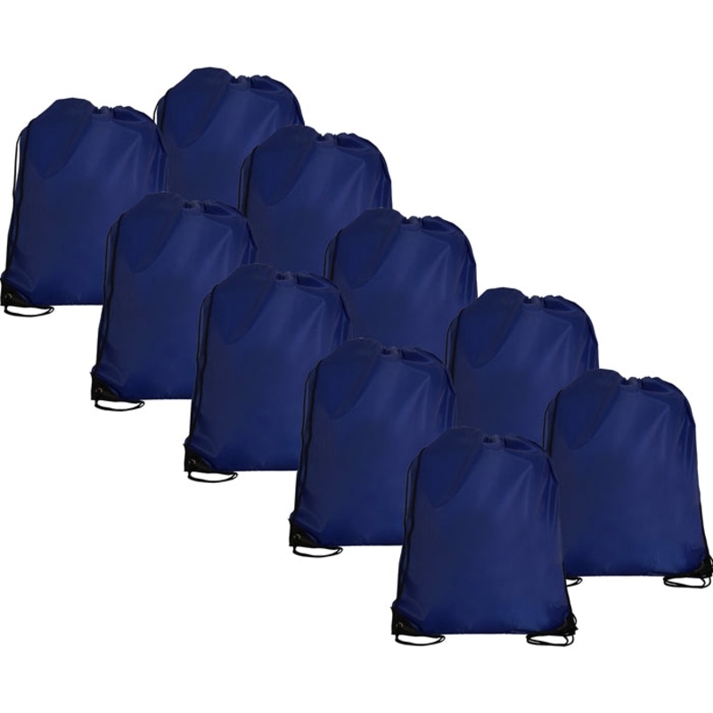 10 Drawstring Tote Bags – Blue
