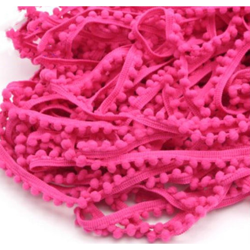 Mini Pom Pom Fringe – Hot Pink