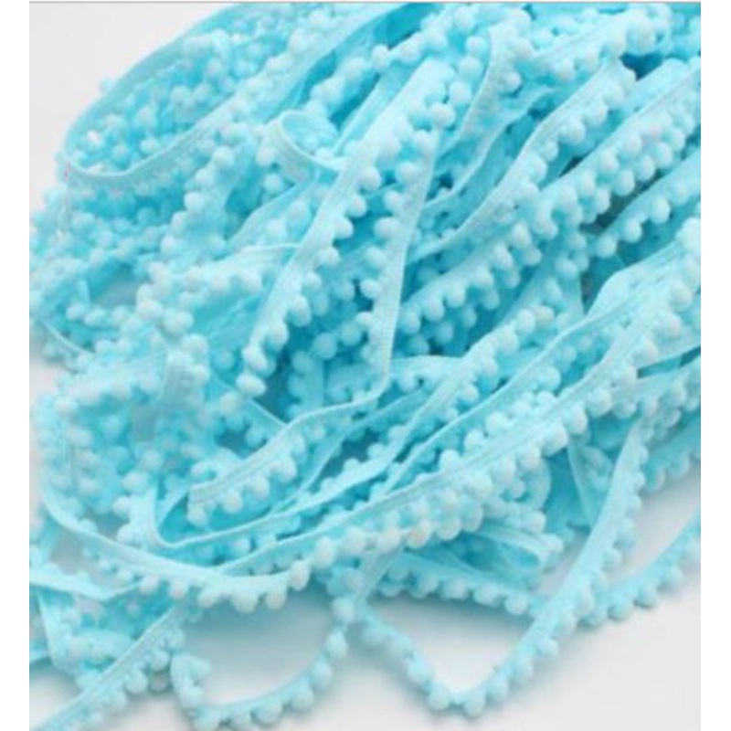 Mini Pom Pom Fringe – Lt Blue