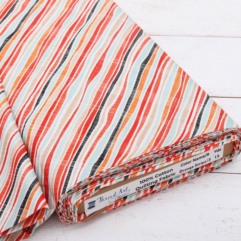 Premium Cotton Quilting Fabric Sold By The Yard – Patterned Stripe Orange 3