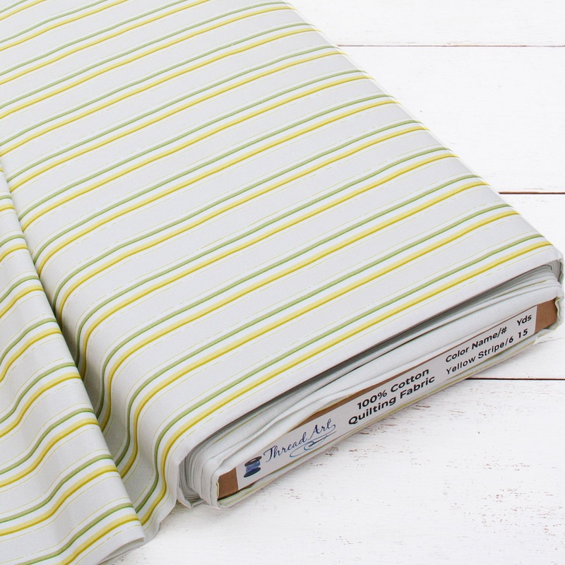 Premium Cotton Quilting Fabric Sold By The Yard – Patterned Stripe Yellow 6