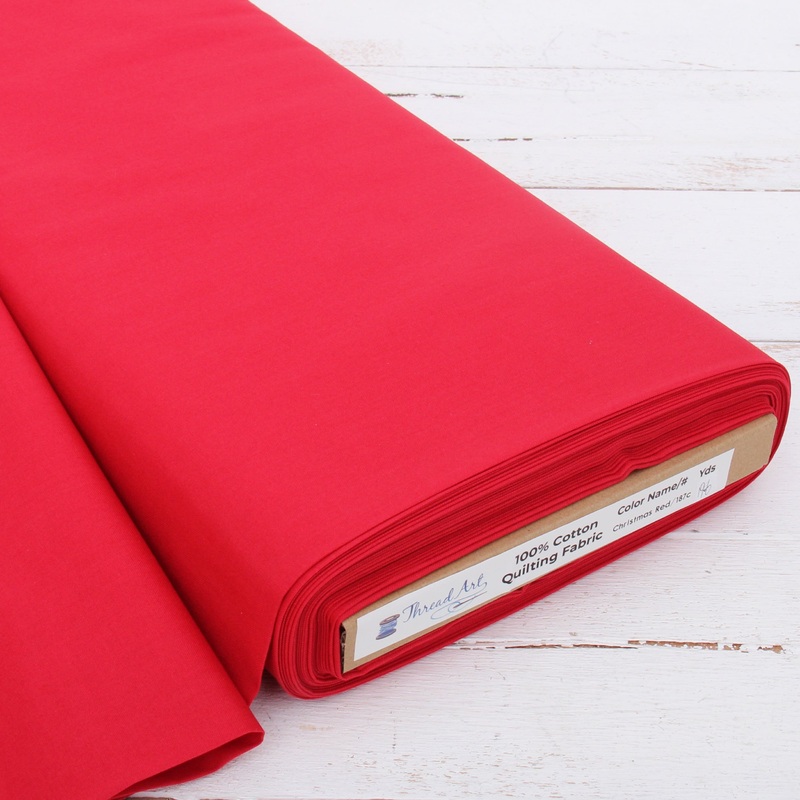 Premium Cotton Quilting Fabric Sold By The Yard – Solid Christmas Red
