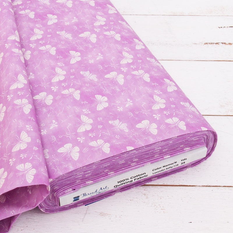 Premium Cotton Quilting Fabric Sold By The Yard – Vintage Threads Collection – Lavender Butterfly