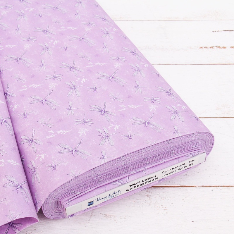 Premium Cotton Quilting Fabric Sold By The Yard – Vintage Threads Collection – Lavender Dragonfly
