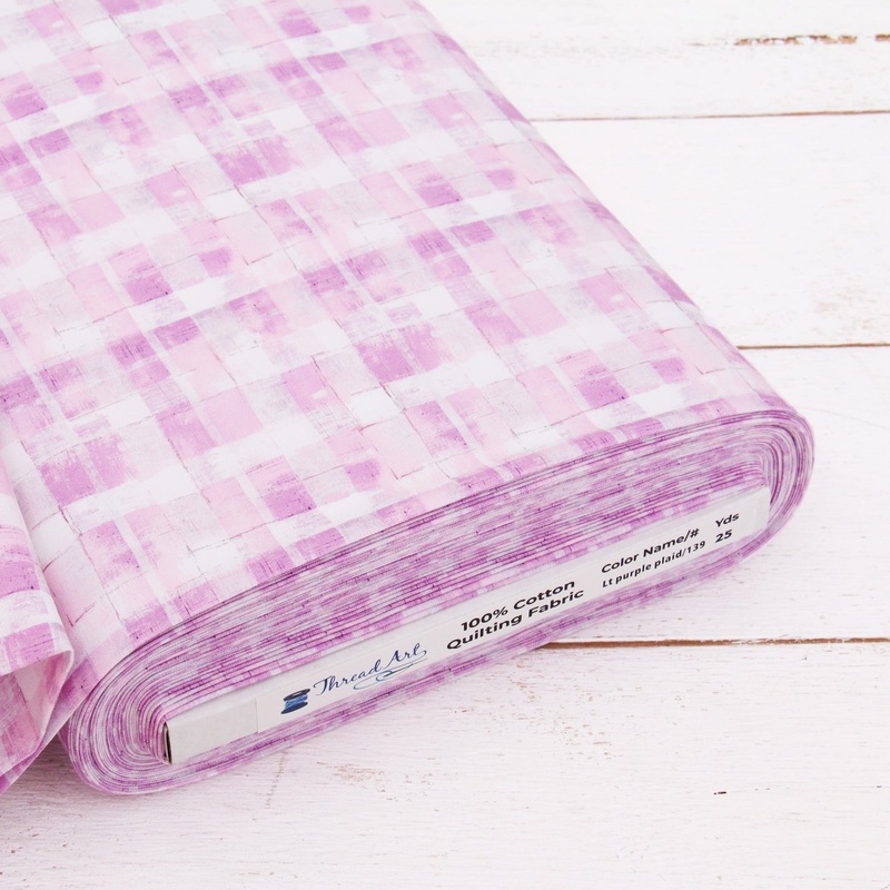 Premium Cotton Quilting Fabric Sold By The Yard – Vintage Threads Collection – Light Purple Plaid