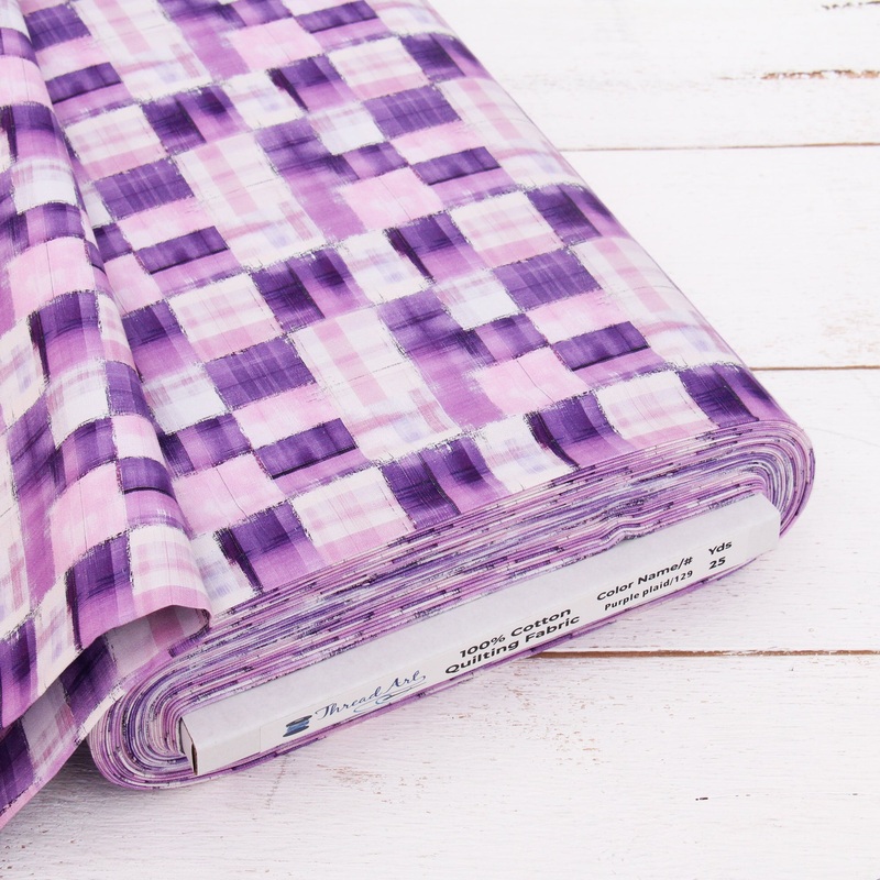 Premium Cotton Quilting Fabric Sold By The Yard – Vintage Threads Collection – Purple Plaid