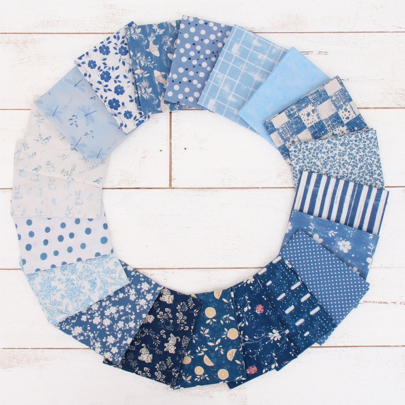 Fat Quarter Bundle – 20 Blue Shades Precut Cotton Fabrics