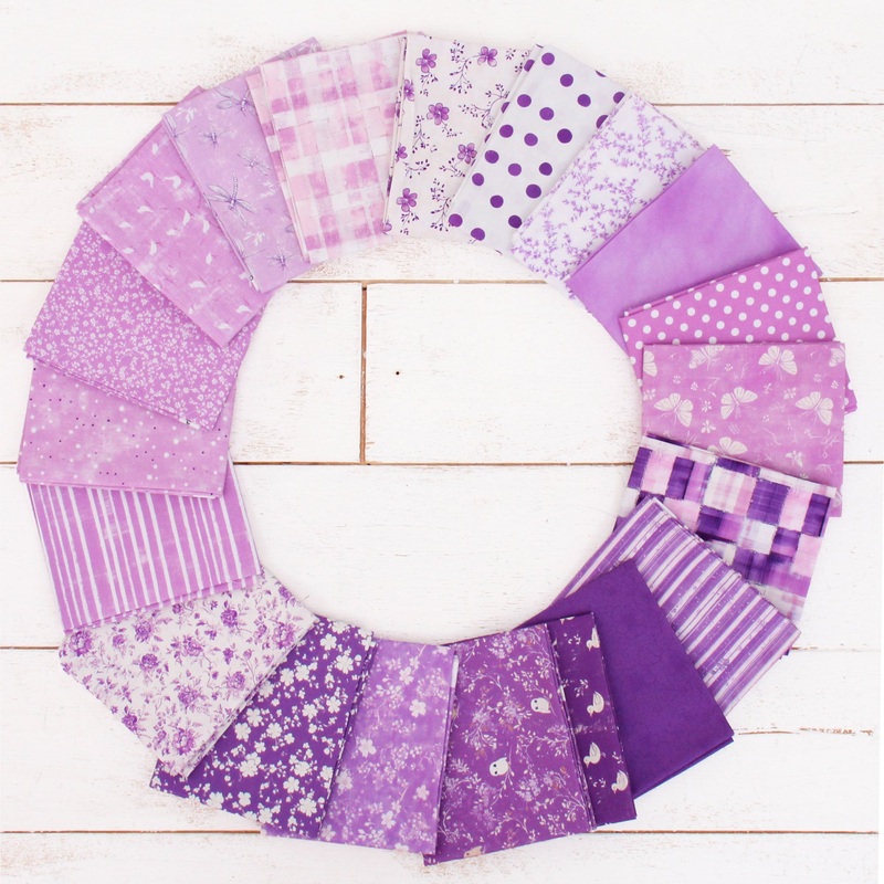 Fat Quarter Bundle – 20 Lavender Shades Precut Cotton Fabrics