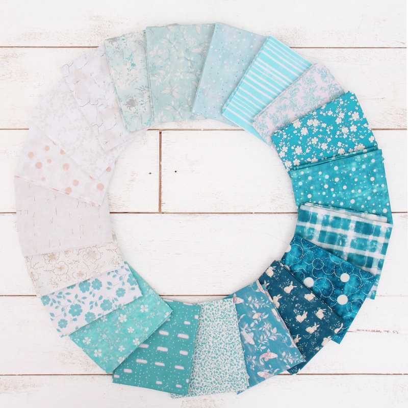Fat Quarter Bundle – 20 Teal Shades Precut Cotton Fabrics