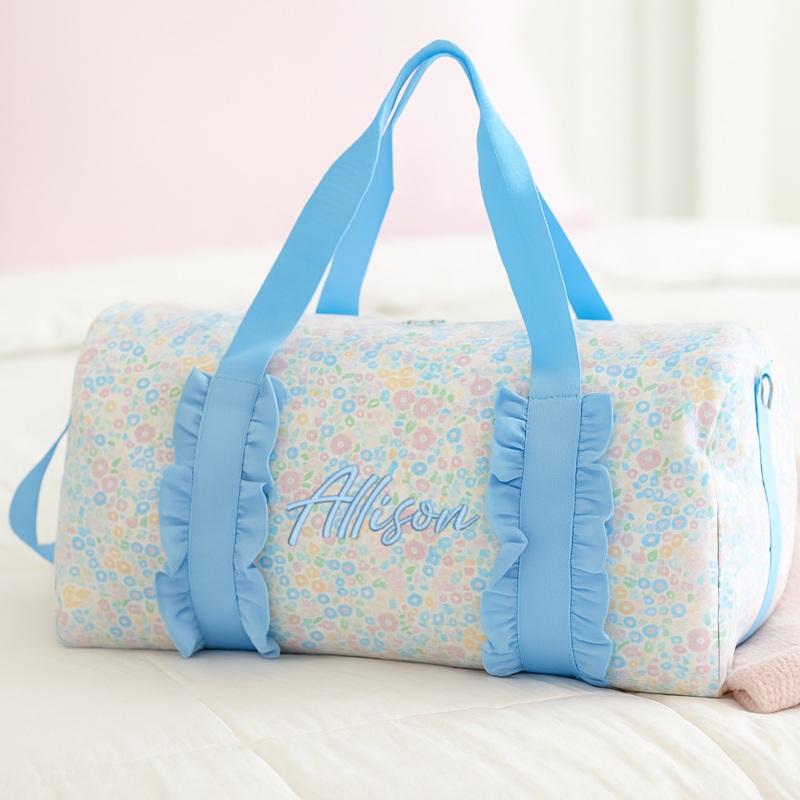 Personalized Duffel Bag in Blue Print – Embroidered Name or Monogram
