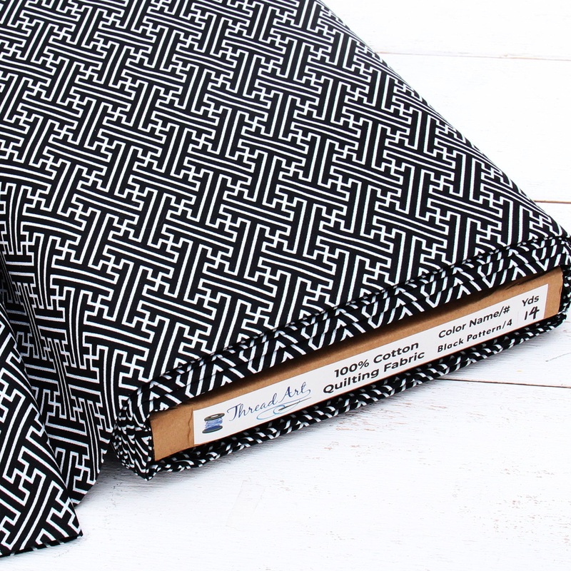 Premium Cotton Quilting Fabric Sold By The Yard – Patterned Black & White 4