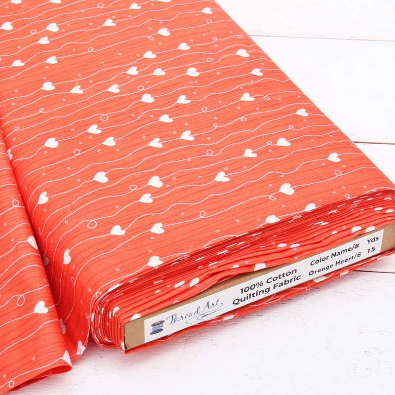 Premium Cotton Quilting Fabric Sold By The Yard – Patterned Heart Orange 6