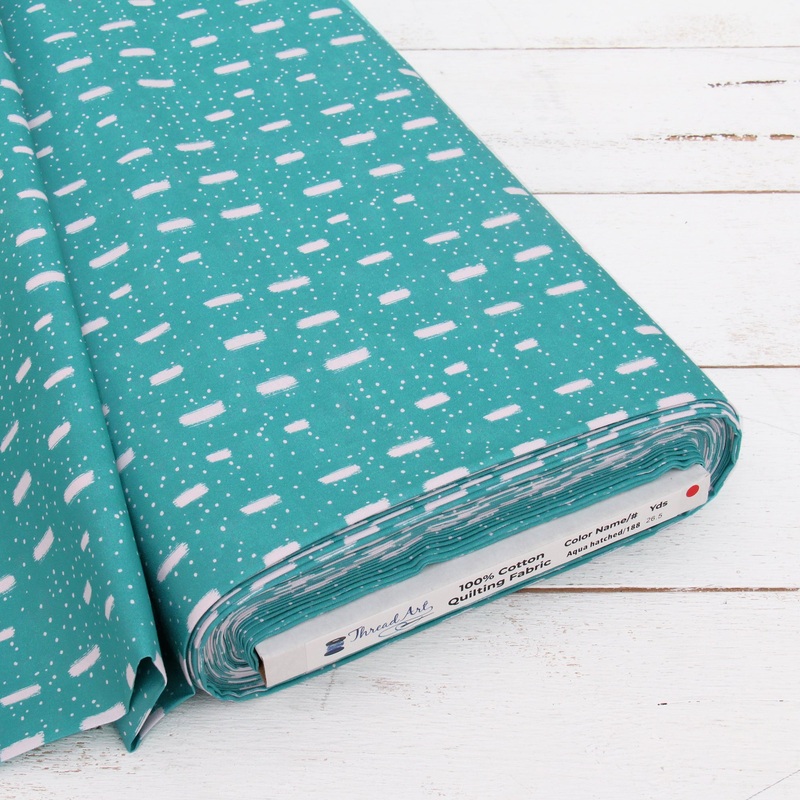 Premium Cotton Quilting Fabric Sold By The Yard – Vintage Threads Collection – Aqua Hatch
