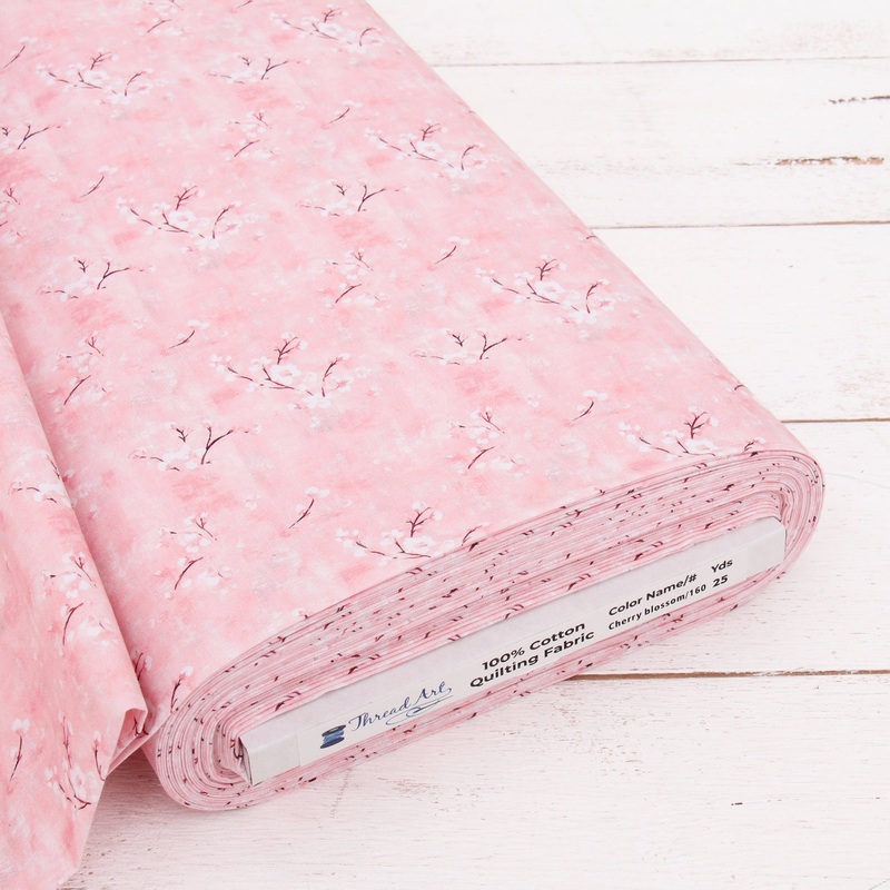 Premium Cotton Quilting Fabric Sold By The Yard – Vintage Threads Collection – Cherry Blossoms