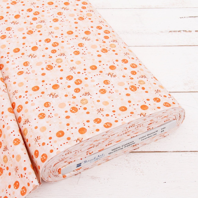 Premium Cotton Quilting Fabric Sold By The Yard – Vintage Threads Collection – Coral Dots