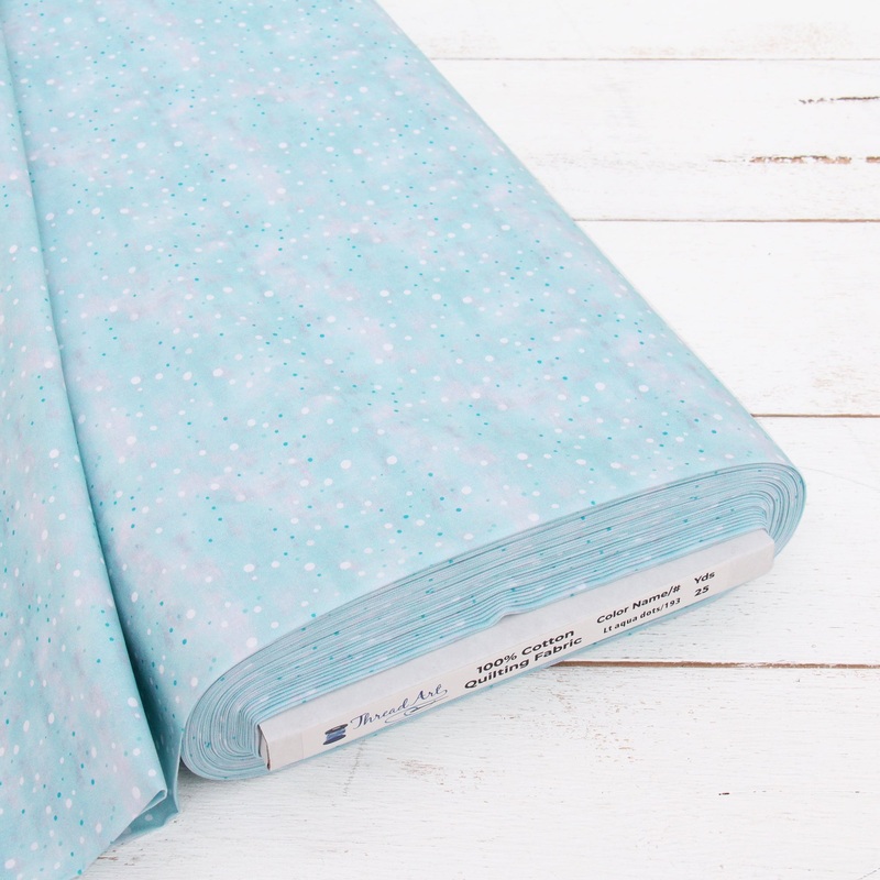 Premium Cotton Quilting Fabric Sold By The Yard – Vintage Threads Collection – Light Aqua Dots