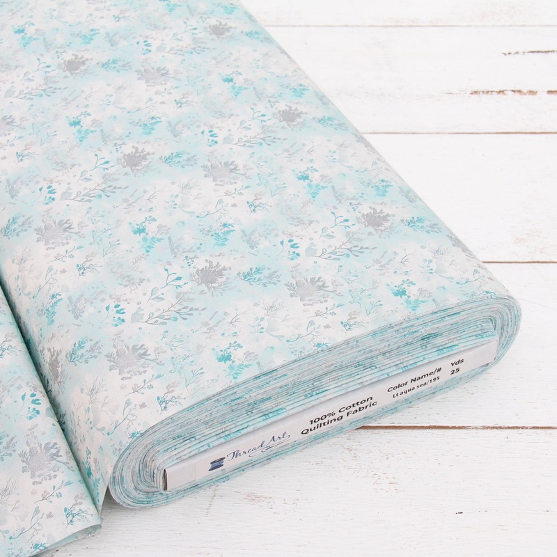 Premium Cotton Quilting Fabric Sold By The Yard – Vintage Threads Collection – Light Aqua Sea