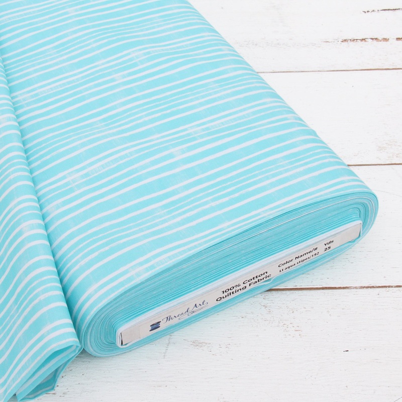 Premium Cotton Quilting Fabric Sold By The Yard – Vintage Threads Collection – Light Aqua Stripe