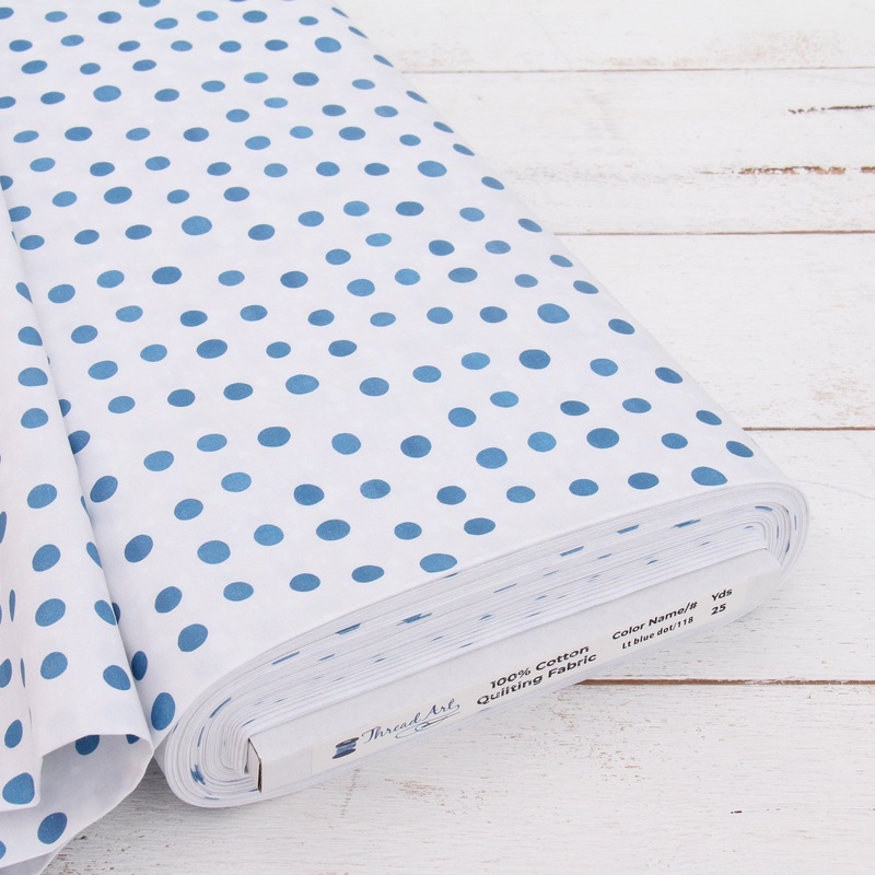 Premium Cotton Quilting Fabric Sold By The Yard – Vintage Threads Collection – Light Blue Dot