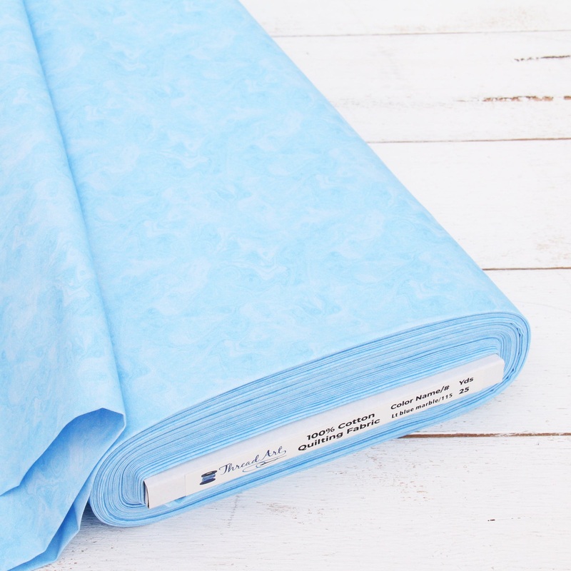 Premium Cotton Quilting Fabric Sold By The Yard – Vintage Threads Collection – Light Blue Marble