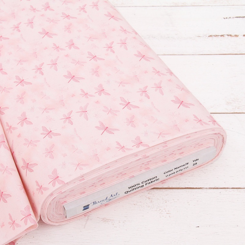 Premium Cotton Quilting Fabric Sold By The Yard – Vintage Threads Collection – Light Pink Butterfly
