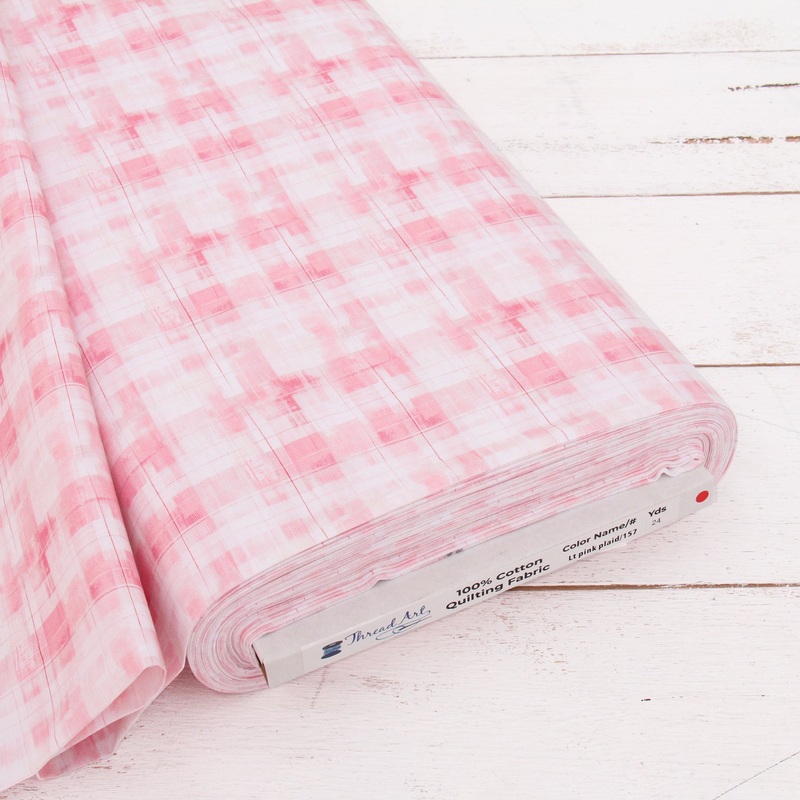 Premium Cotton Quilting Fabric Sold By The Yard – Vintage Threads Collection – Light Pink Plaid