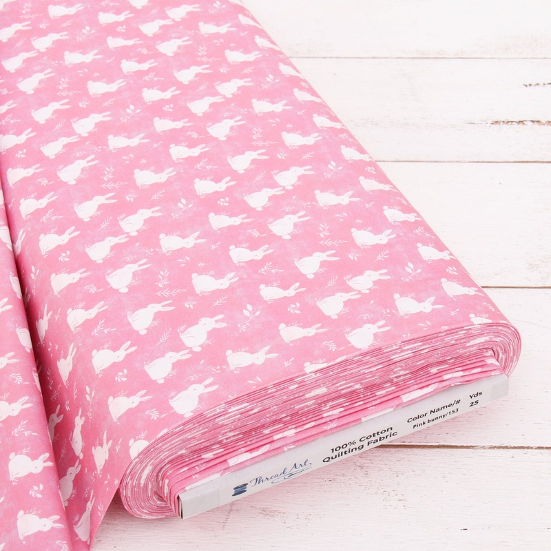 Premium Cotton Quilting Fabric Sold By The Yard – Vintage Threads Collection – Pink Bunnies