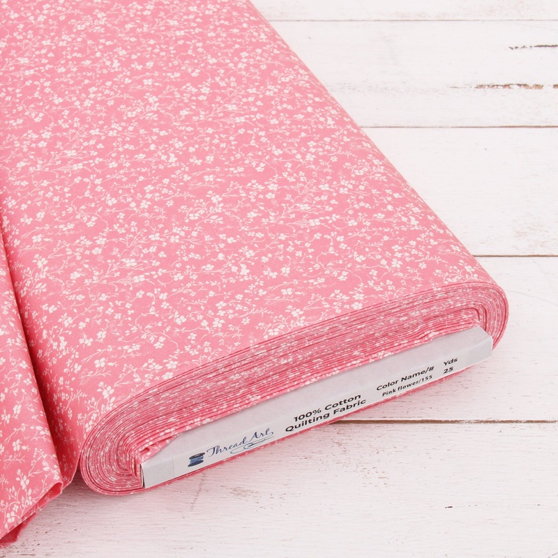 Premium Cotton Quilting Fabric Sold By The Yard – Vintage Threads Collection – Pink Flowers