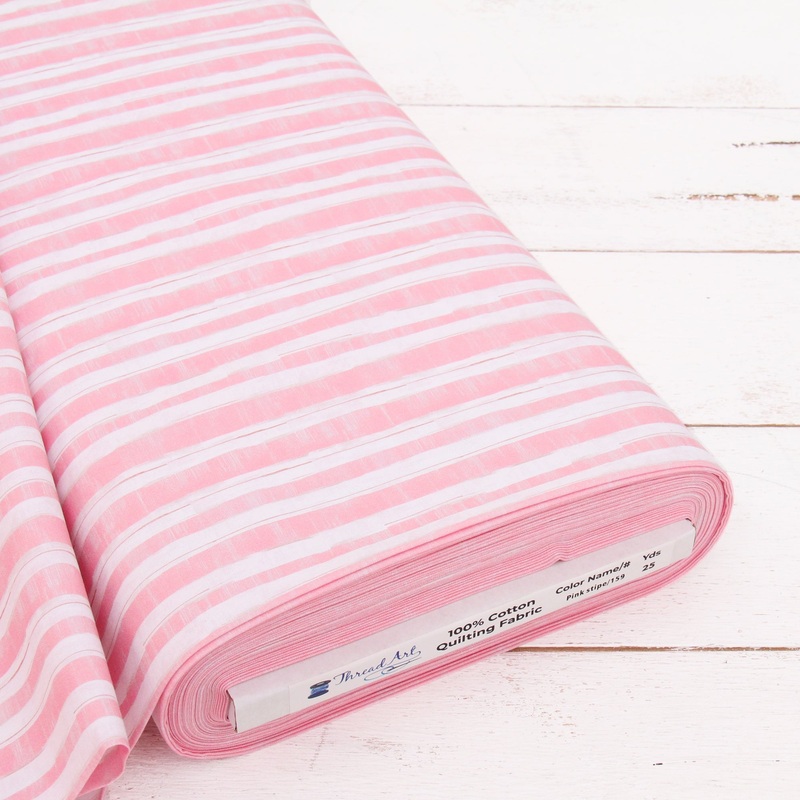Premium Cotton Quilting Fabric Sold By The Yard – Vintage Threads Collection – Pink Stripe