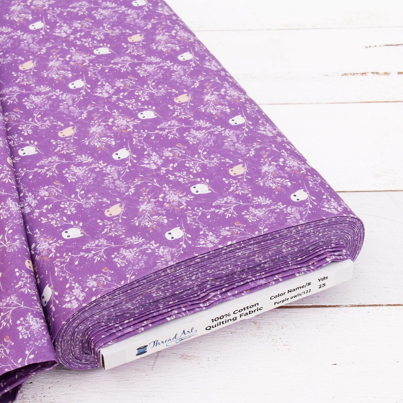 Premium Cotton Quilting Fabric Sold By The Yard – Vintage Threads Collection – Purple Owls