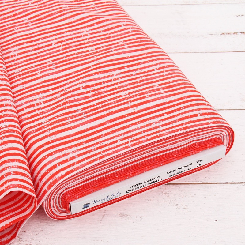 Premium Cotton Quilting Fabric Sold By The Yard – Vintage Threads Collection – Red Stripe