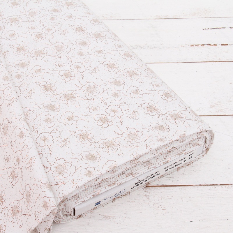 Premium Cotton Quilting Fabric Sold By The Yard – Vintage Threads Collection – White Floral