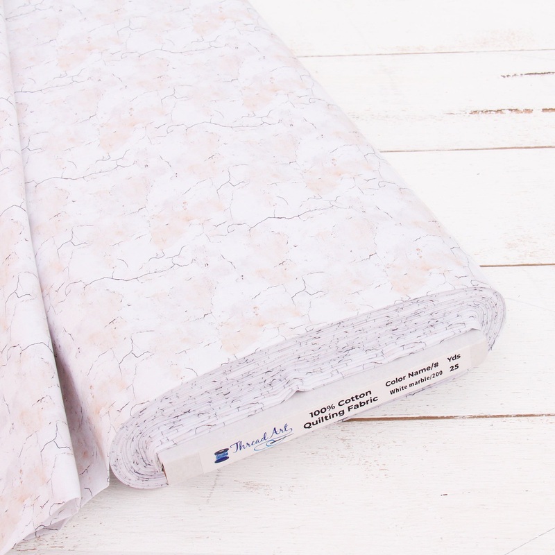 Premium Cotton Quilting Fabric Sold By The Yard – Vintage Threads Collection – White Marble